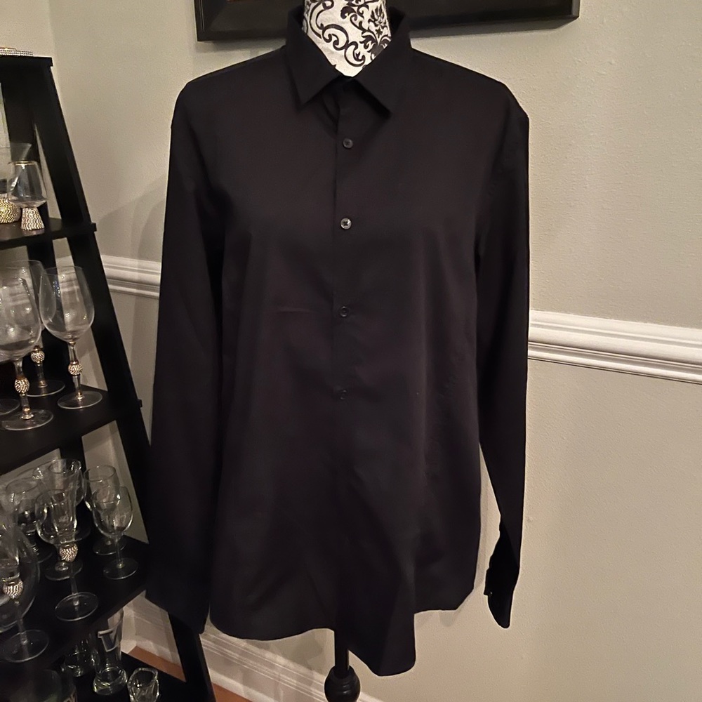 Mens black button down dress shirt